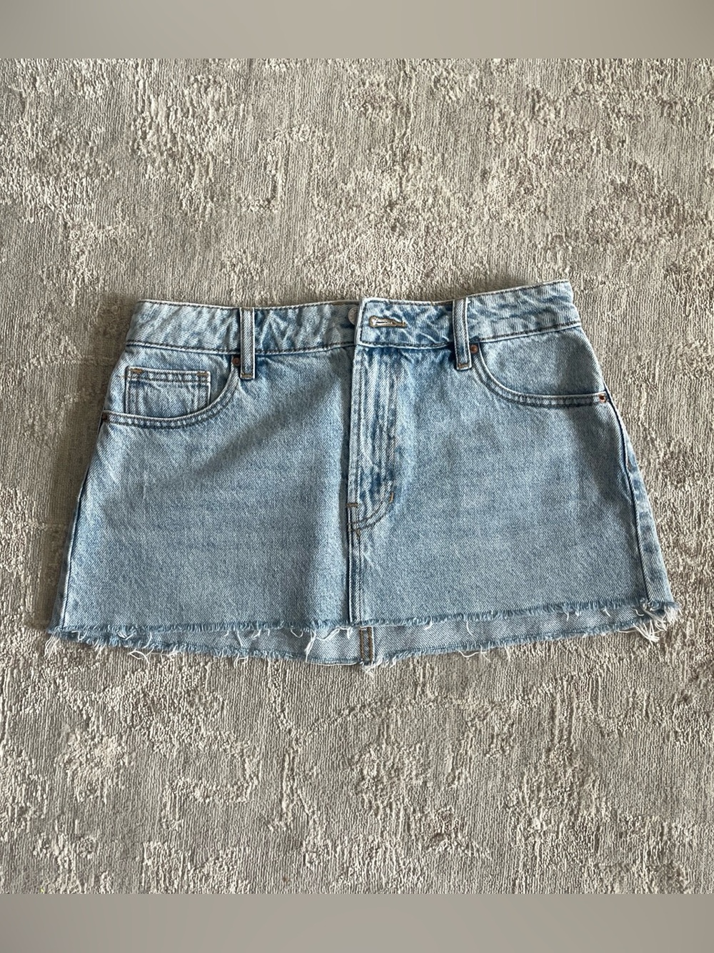 PacSun Light Blue Denim Frayed Hem Mini Skirt